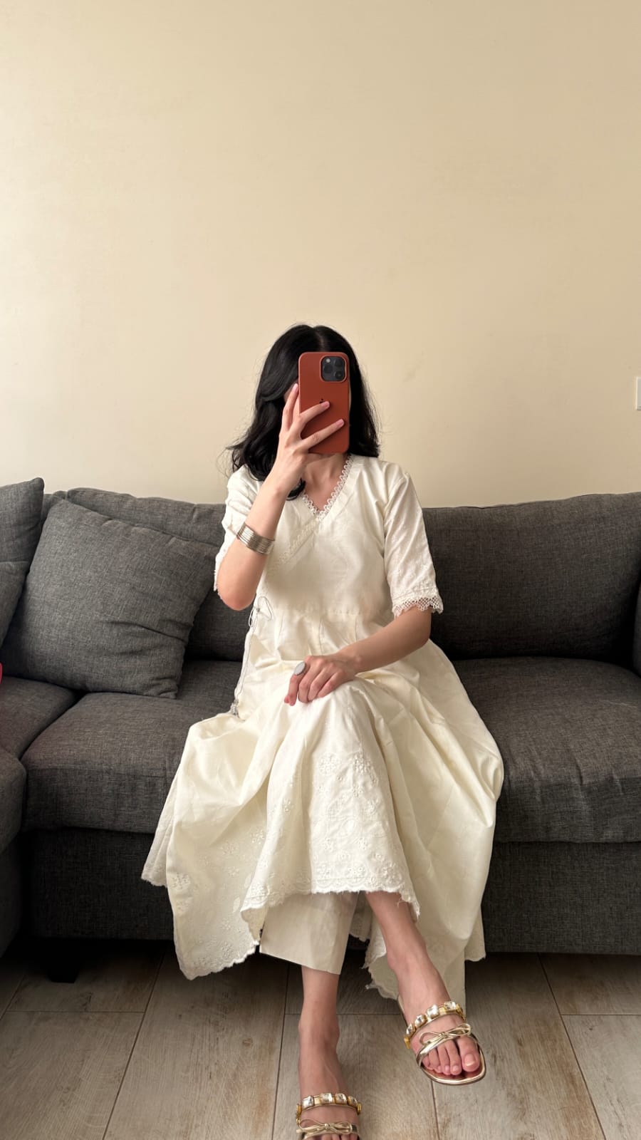 Ivory chikankari Anarkali