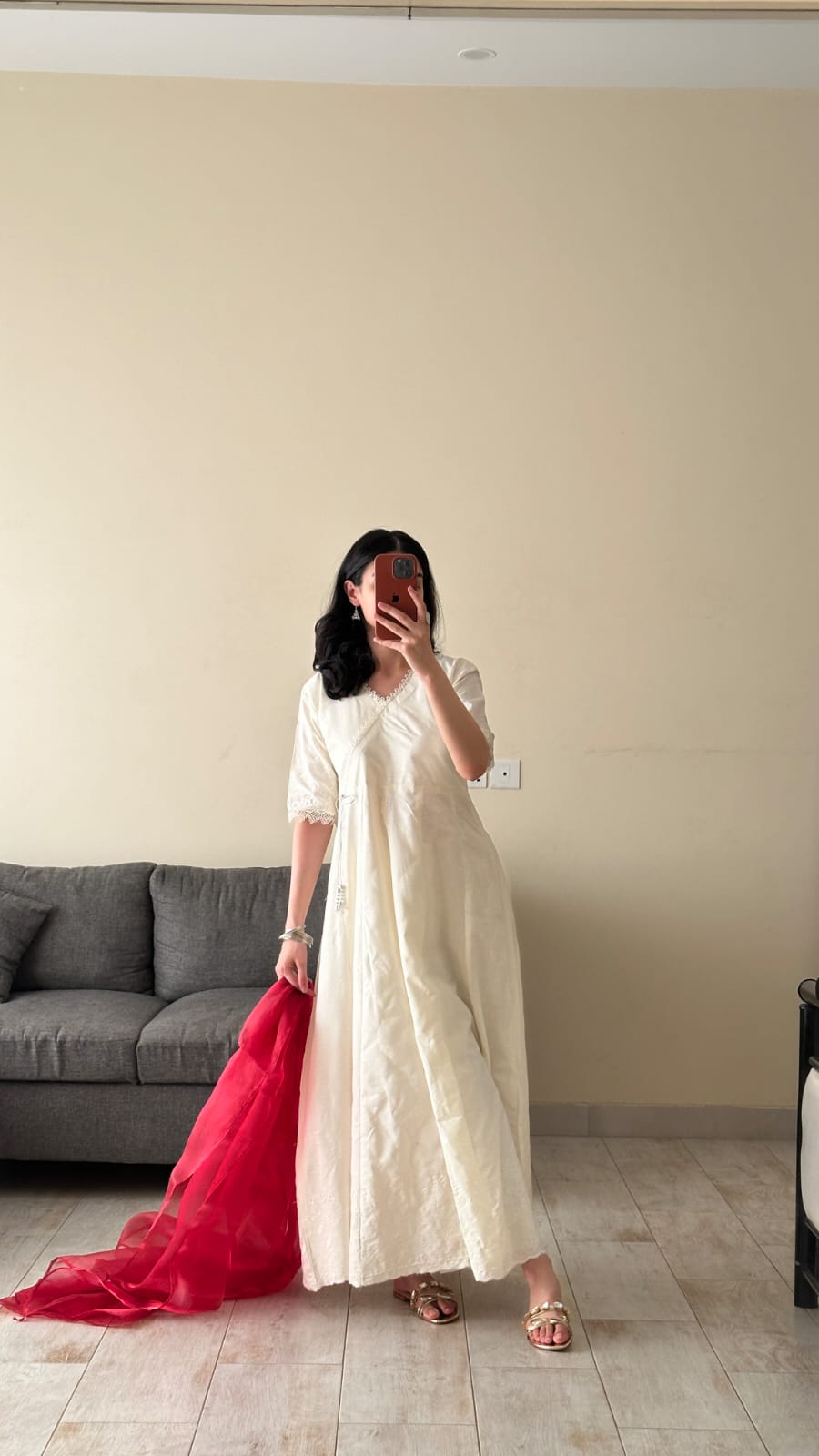 Ivory chikankari Anarkali