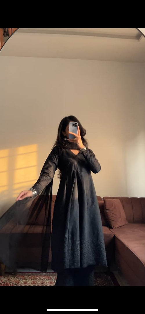Black Chikankari Anarkali