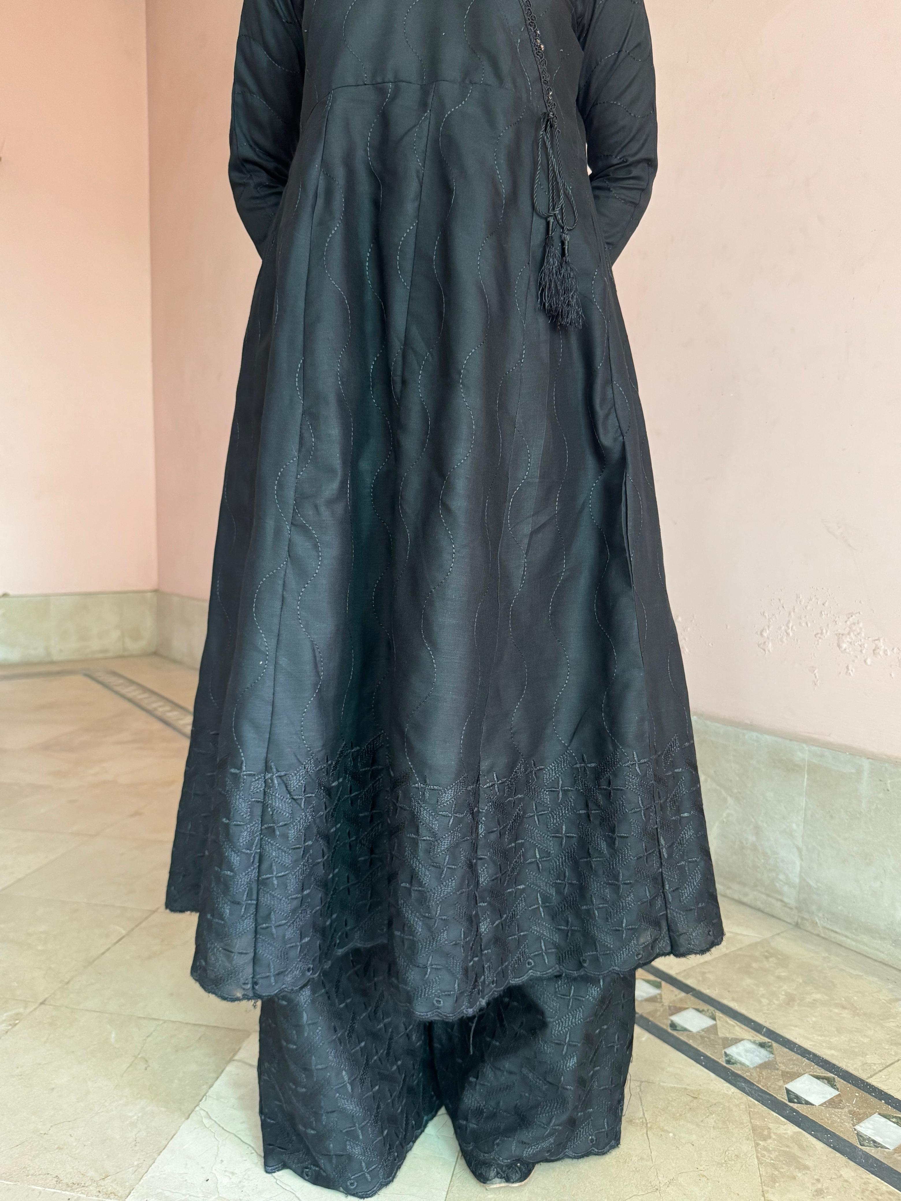 Black Chikankari Anarkali