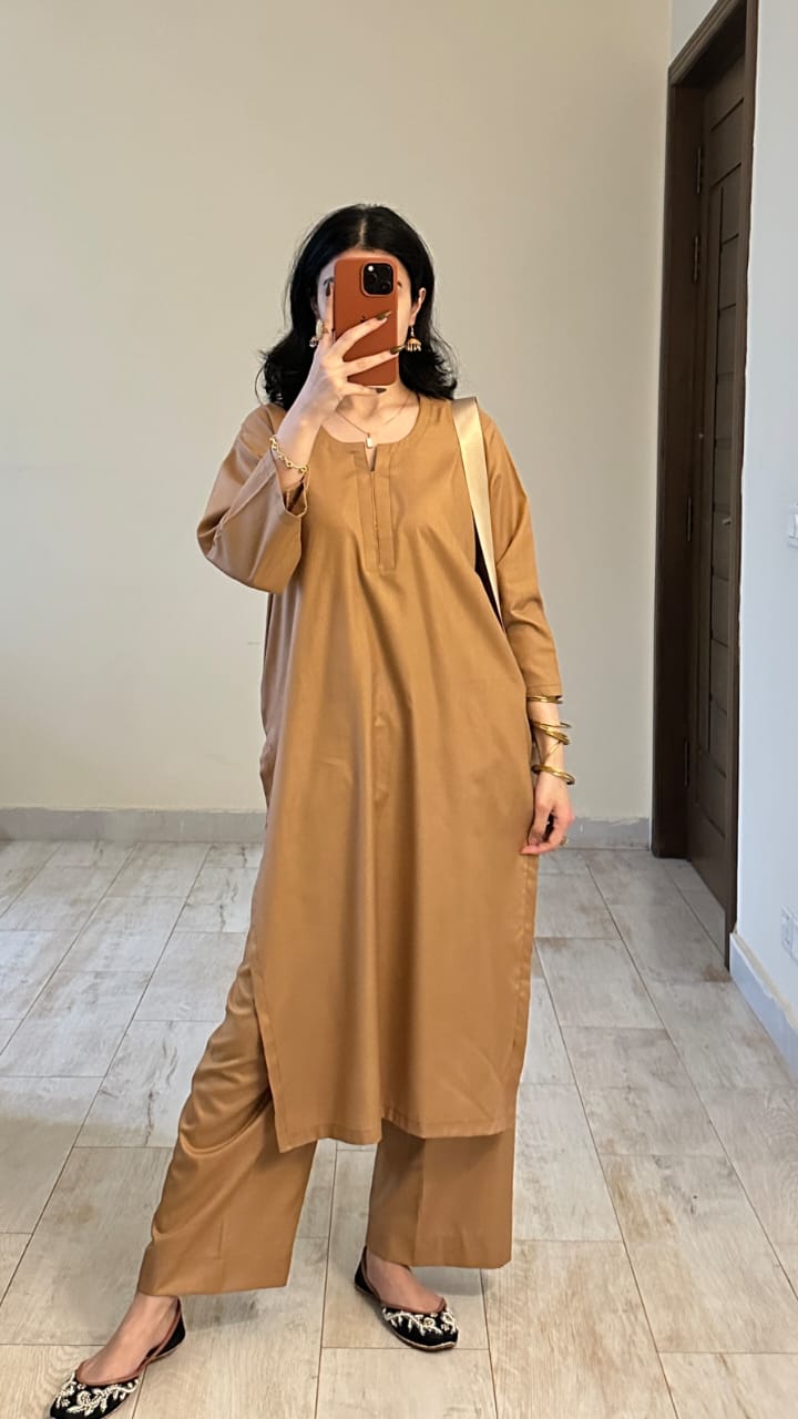 Biege Pocket Kurta Set