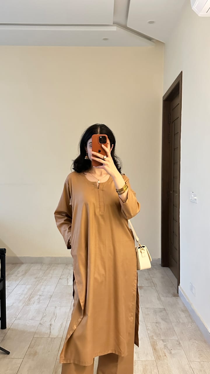 Biege Pocket Kurta Set