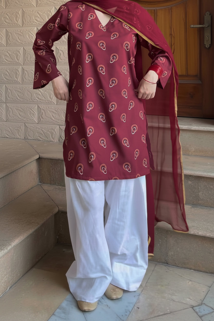 Burgundy farshi shalwar