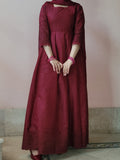 Maroon chikankari anarkali
