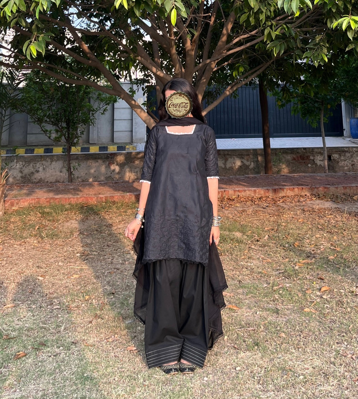 Black embroidered set